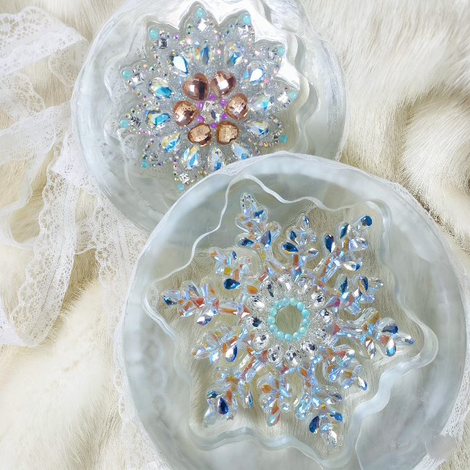 Handmade Diamond Double-Layer  Rotating Snowflake Hanging Ornament Resin Mold