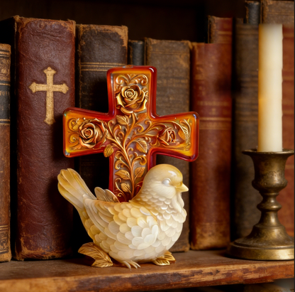 Rose Cross Bird Ornament Resin Mold