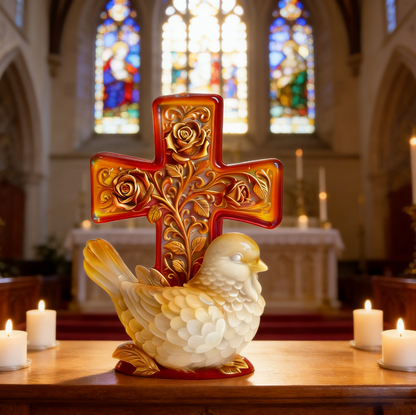 Rose Cross Bird Ornament Resin Mold