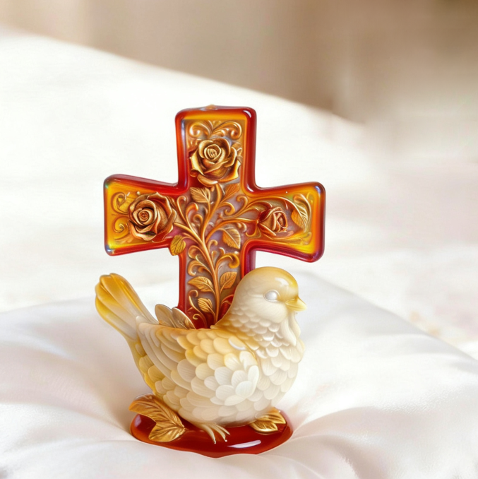 Rose Cross Bird Ornament Resin Mold