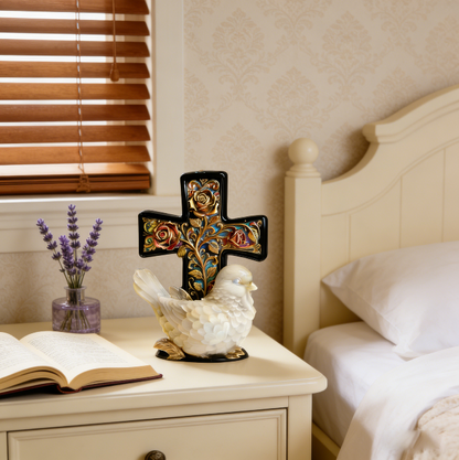 Rose Cross Bird Ornament Resin Mold