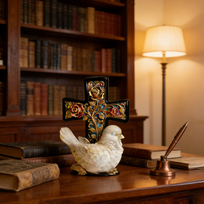 Rose Cross Bird Ornament Resin Mold