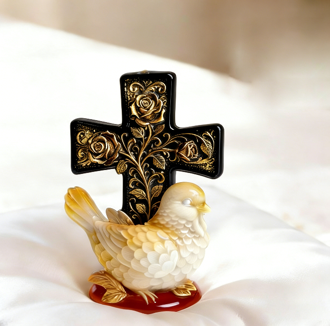 Rose Cross Bird Ornament Resin Mold