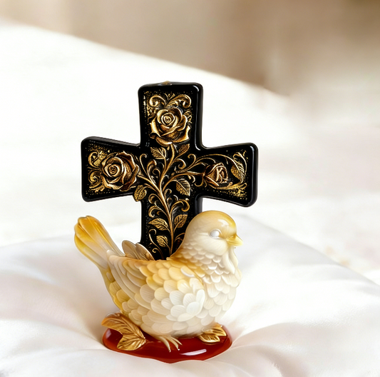 Rose Cross Bird Ornament Resin Mold