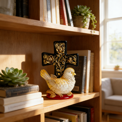 Rose Cross Bird Ornament Resin Mold