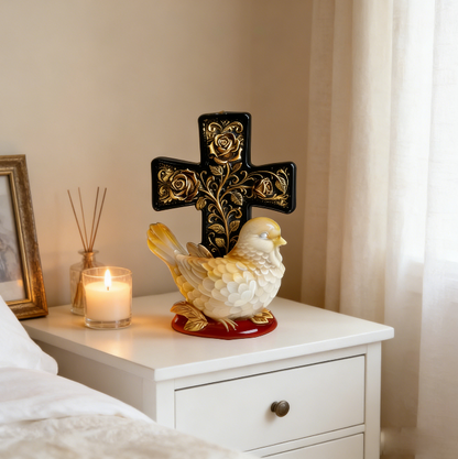 Rose Cross Bird Ornament Resin Mold