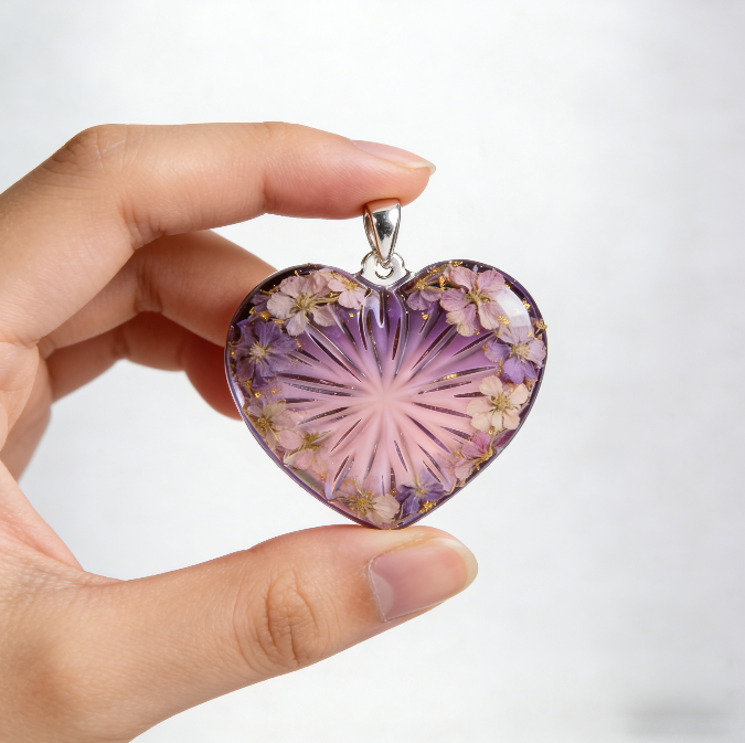 Handmade Crystal Heart-Shaped Pendant Resin Mold