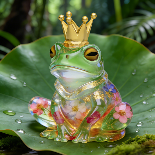 Molde de resina para adorno de rana con corona hecho a mano 