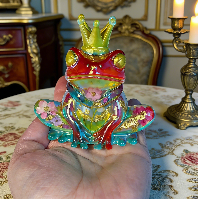 Molde de resina para adorno de rana con corona hecho a mano 