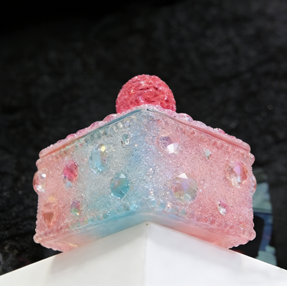 Handmade Diamond-Handled Round Bead Storage Box Resin Mold