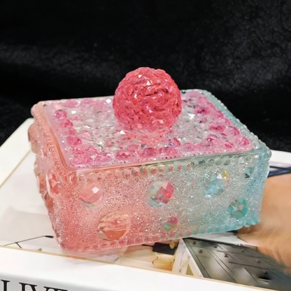 Handmade Diamond-Handled Round Bead Storage Box Resin Mold