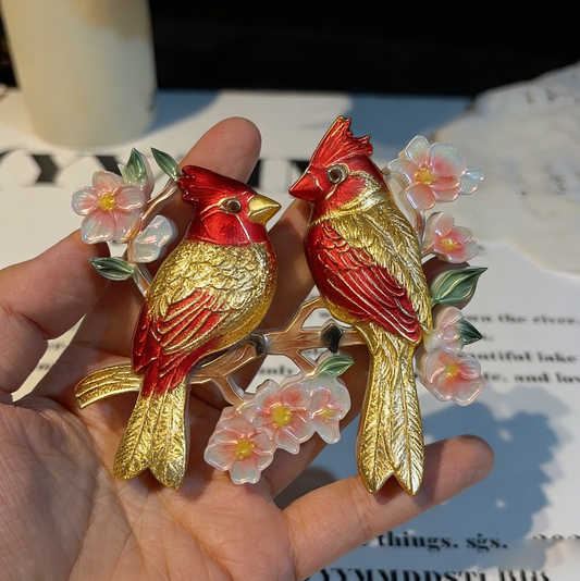 Handmade Cardinal Bird Couple Hanging Resin Mold