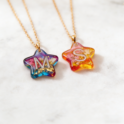 26-Letter Star Pendant with Hole Resin Mold & 10pcs Keyring Accessories