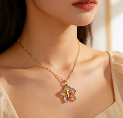 26-Letter Star Pendant with Hole Resin Mold & 10pcs Keyring Accessories