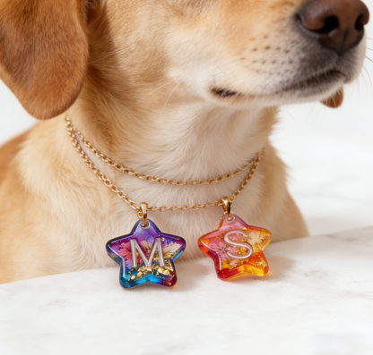 26-Letter Star Pendant with Hole Resin Mold & 10pcs Keyring Accessories