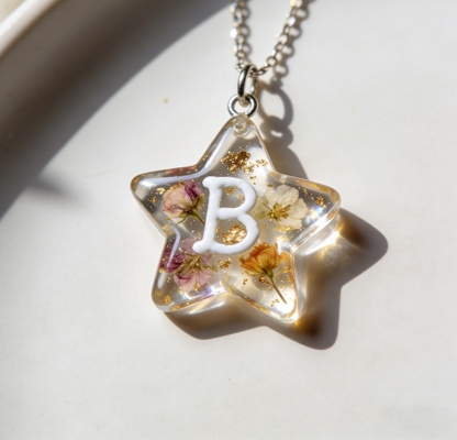 26-Letter Star Pendant with Hole Resin Mold & 10pcs Keyring Accessories