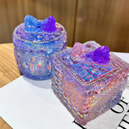 Handmade Diamond Round & Square Storage Jars Resin Mold