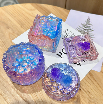 Handmade Diamond Round & Square Storage Jars Resin Mold