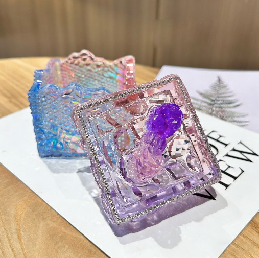 Handmade Diamond Round & Square Storage Jars Resin Mold