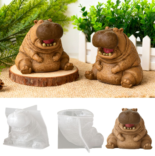 Laughing Hippo Ornament Resin Mold