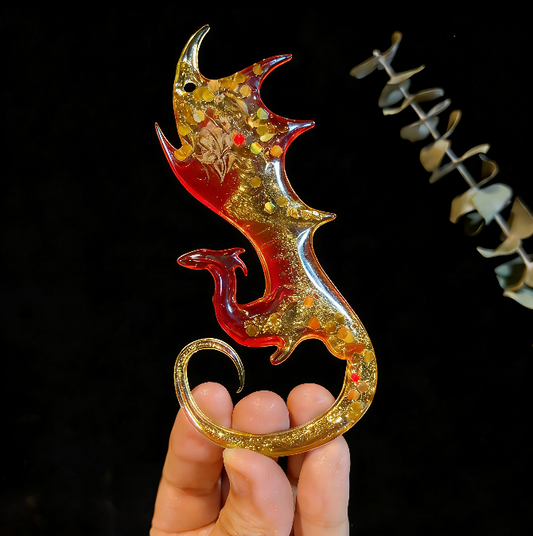 Handmade Flying Dragon Hanging Resin Mold with Hole
