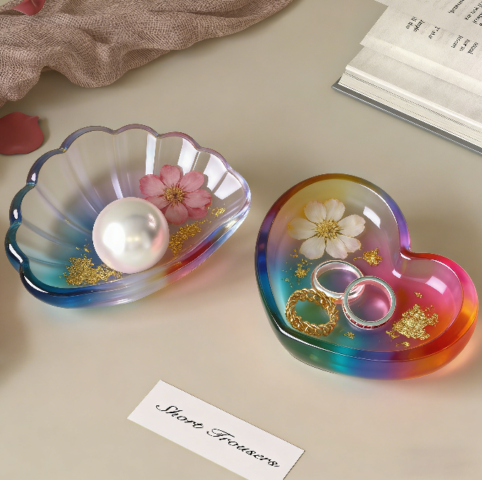 Shell-Shaped Heart Storage Tray Resin Mold