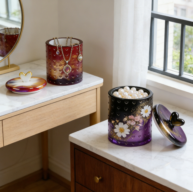 Full Heart-Shaped Storage Jar Resin Mold Set