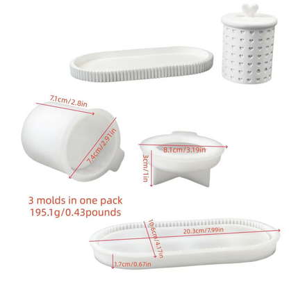 Full Heart-Shaped Storage Jar Resin Mold Set