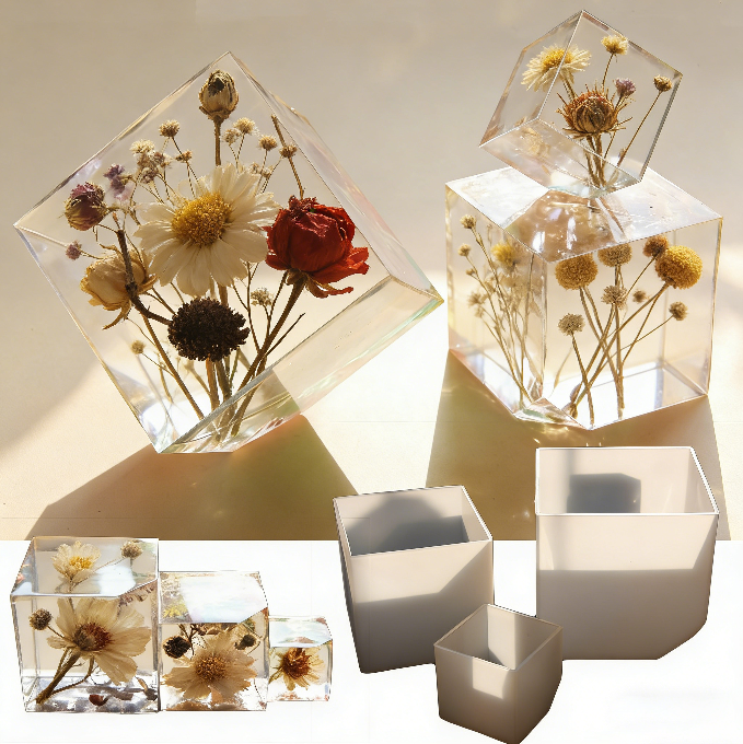 3pcs 3D Cube Ornament Resin Mold