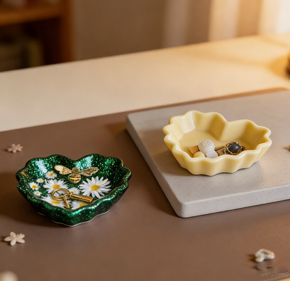 Heart-Shaped Storage Dish with Lace Edge Resin Mold