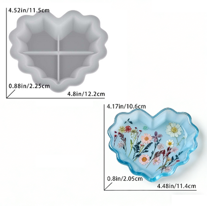 Heart-Shaped Storage Dish with Lace Edge Resin Mold