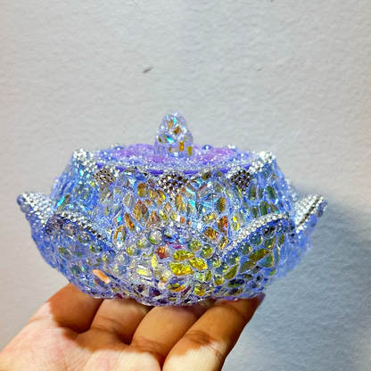 Handmade Luxury Diamond Lotus Flower Storage Resin Molds