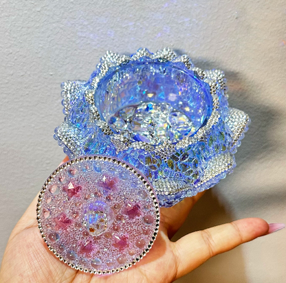 Handmade Luxury Diamond Lotus Flower Storage Resin Molds