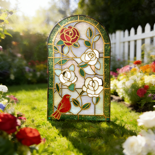 Rose Bird Glass Window Wall Hanging Resin Mold