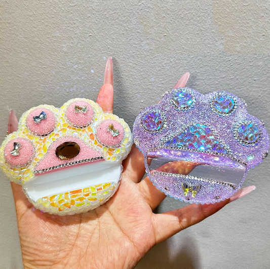 Handmade Diamond Cat Paw-Shaped Phone Holder Resin Mold