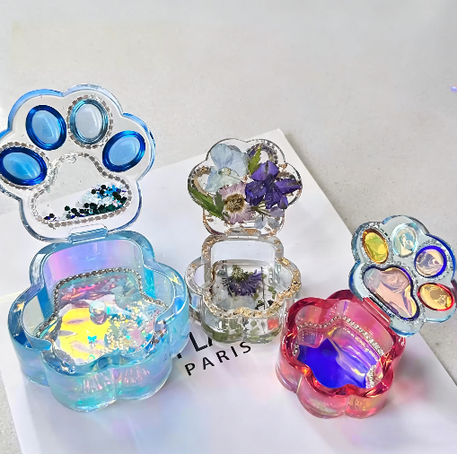 Handmade Cat Paw Shape Flip-TopBox Storage Resin Mold