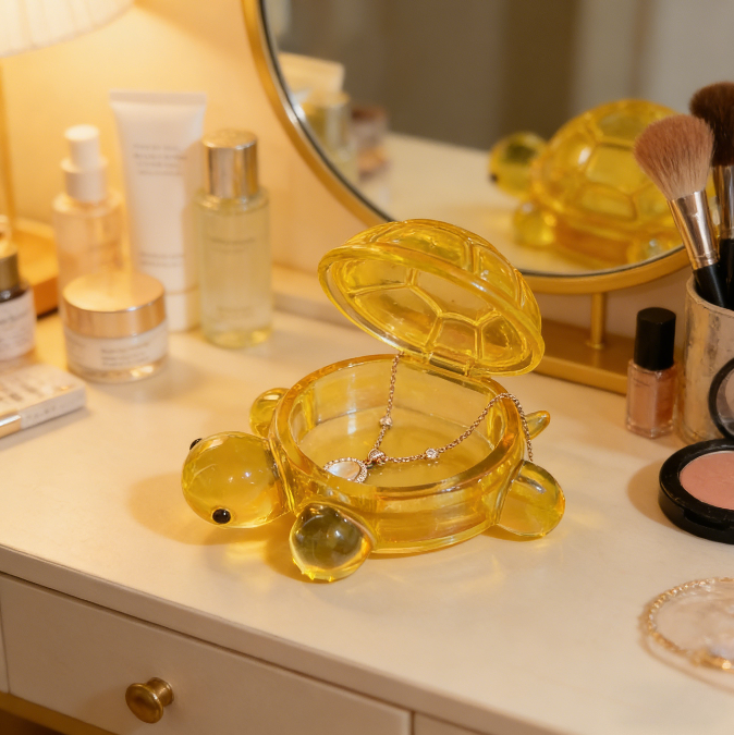 Handmade Cute Turtle Flip-Top Box Storage Resin Mold