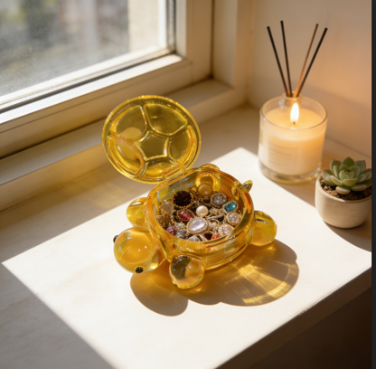 Handmade Cute Turtle Flip-Top Box Storage Resin Mold