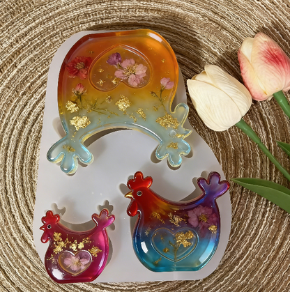 3pcs Chicken Family Ornament Resin Mold