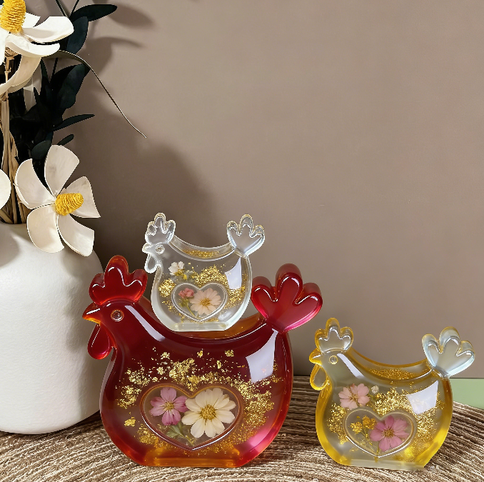 3pcs Chicken Family Ornament Resin Mold