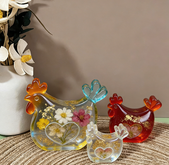 3pcs Chicken Family Ornament Resin Mold