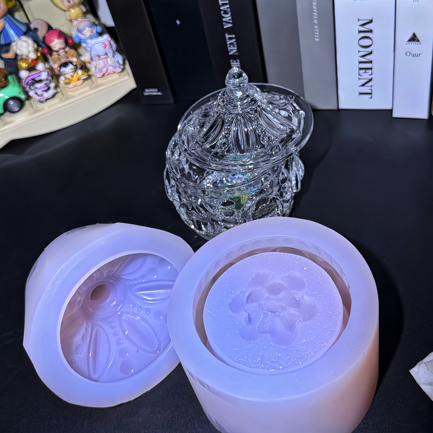 Handmade Diamond Crystal Flower Vintage Storage Jar Resin Mold