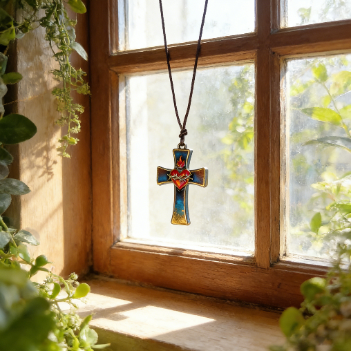 Handmade Sacred Heart Cross Pendant Resin Mold