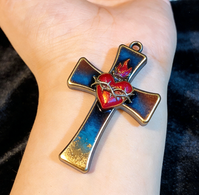 Handmade Sacred Heart Cross Pendant Resin Mold