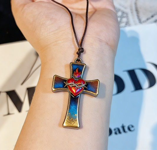 Handmade Sacred Heart Cross Pendant Resin Mold
