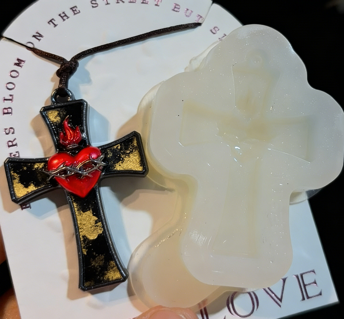 Handmade Sacred Heart Cross Pendant Resin Mold