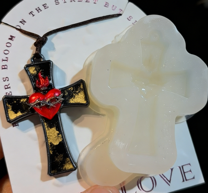 Handmade Sacred Heart Cross Pendant Resin Mold