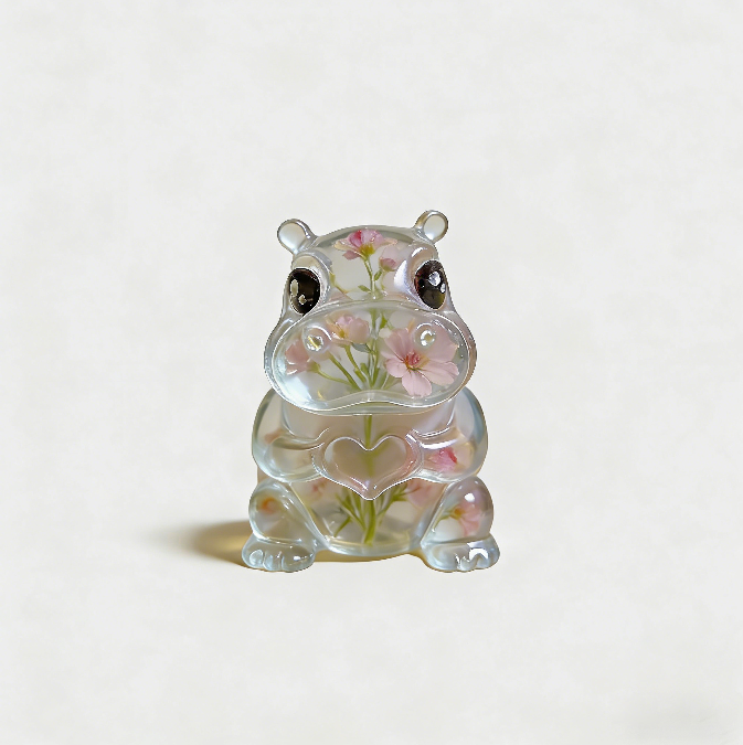 Handmade Heart Gesture Hippo Resin Ornament Mold