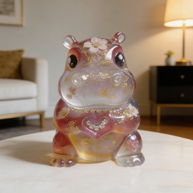 Handmade Heart Gesture Hippo Resin Ornament Mold