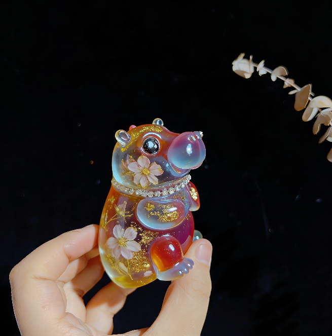 Handmade Heart Gesture Hippo Resin Ornament Mold